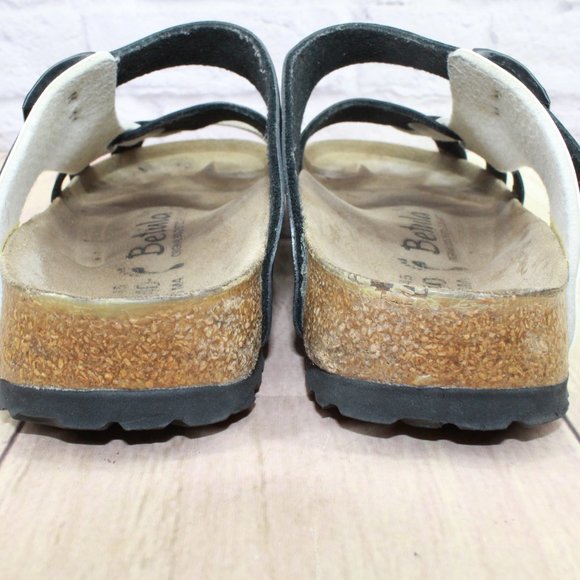 Betula by Birkenstock Black White Leather Open Toe Strappy Sandals Size M 4 L 6 - Picture 9 of 10
